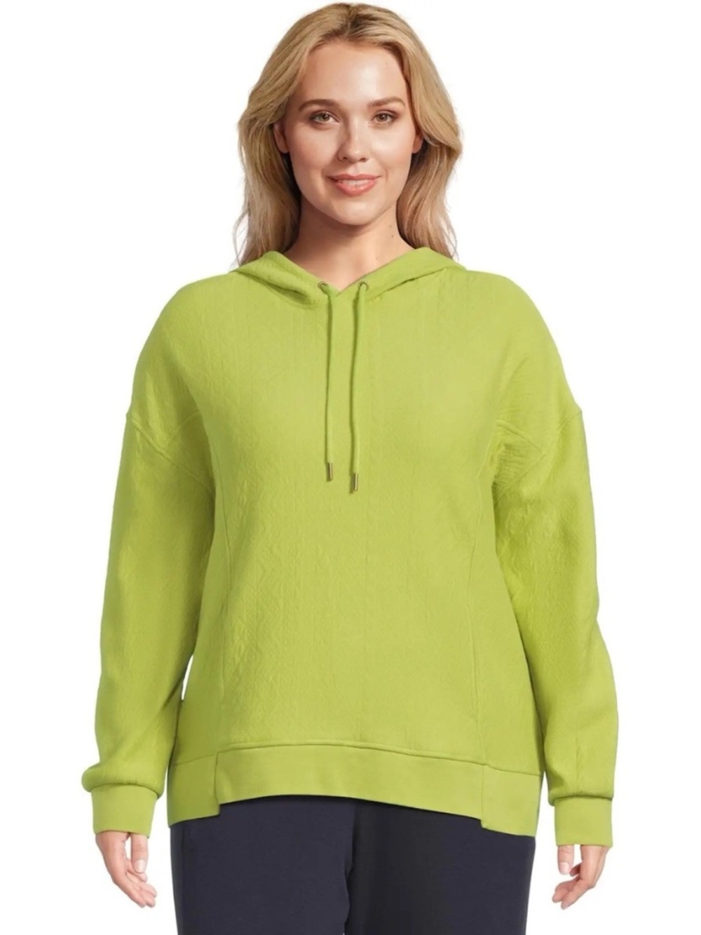 Mod-o-doc Long Sleeve Quilted Oversized Hoodie W LG (US 12-14) Lemon Lime NEW!!